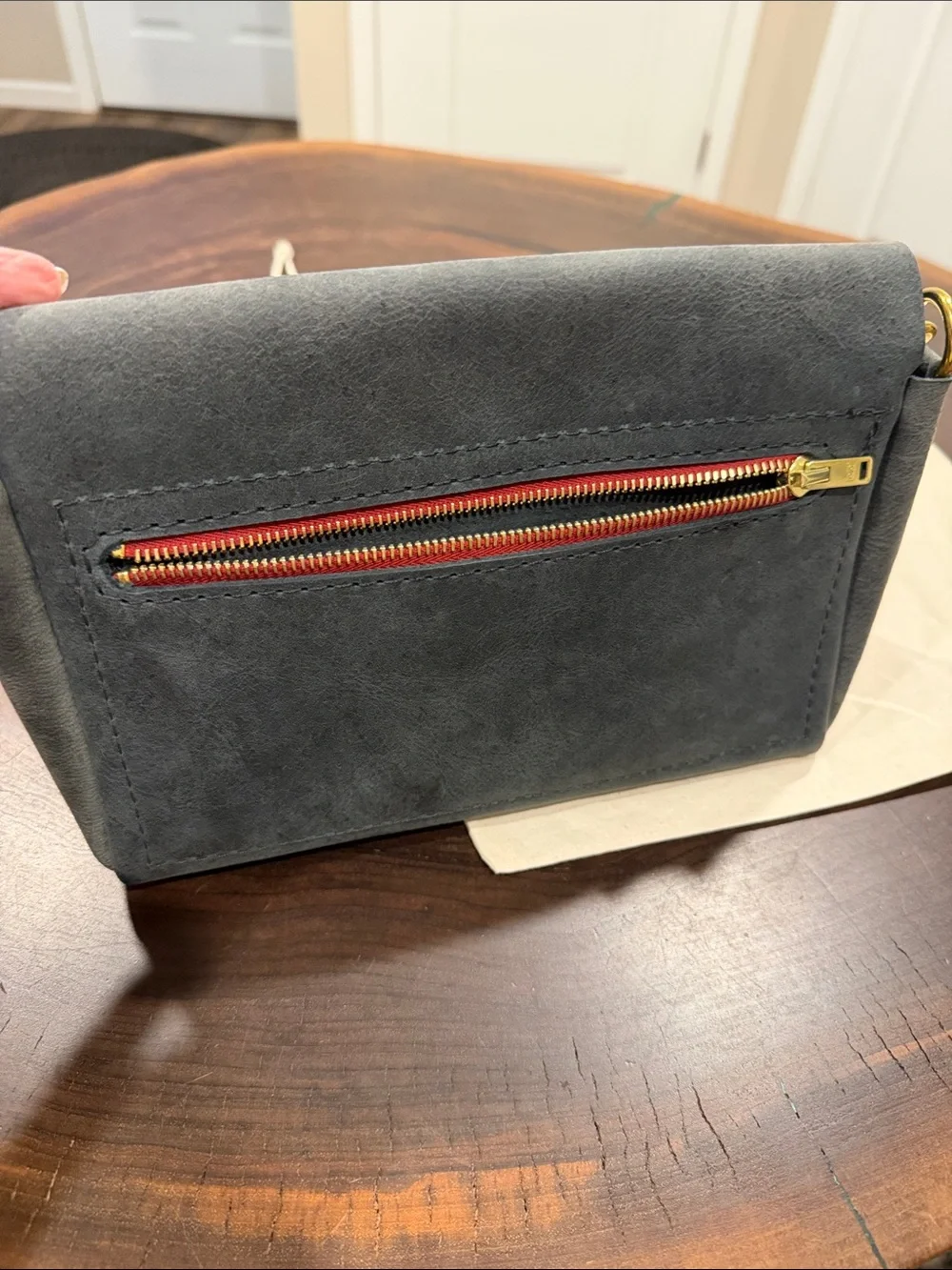 Finn Fickle Goods-Gray Suede Crossbody Bag
